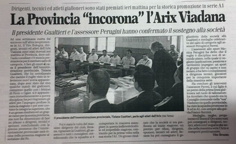 La provincia incorona l'Arix Viadana