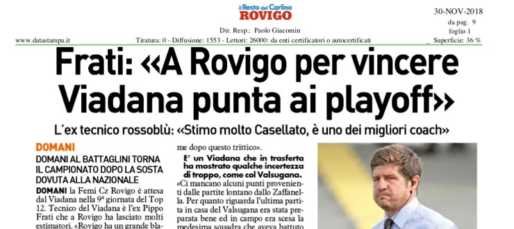 Frati: «Viadana punta ai playoff»