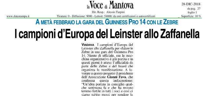 I campioni d'Europa del Leinster allo Zaffanella