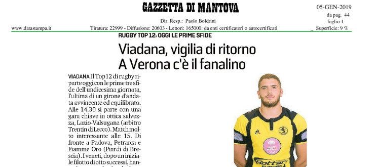 Viadana, vigilia di ritorno. A Verona c'è il fanalino