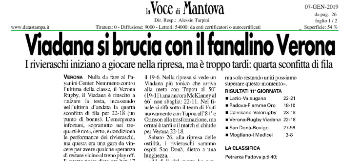 Viadana si brucia con il fanalino Verona