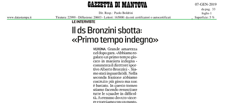 Il ds Bronzini sbotta:"Primo tempo indegno"