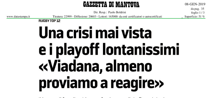 Una crisi mai vista e i playoff lontanissimi "Viadana, almeno proviamo a reagire"