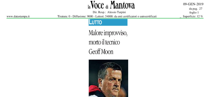 Malore improvviso, morto il tecnico Geoff Moon