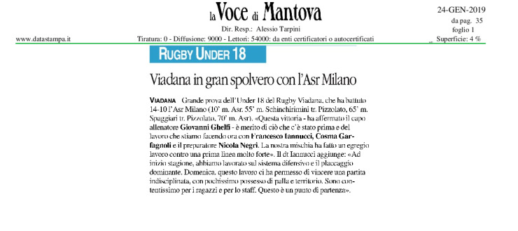 Viadana in gran spolvero con l'Ars Milano