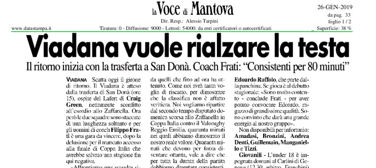 Viadana vuole rialzare la testa