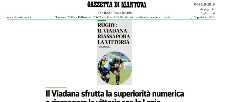 Il Viadana sfrutta la superiorità numerica e riassapora la vittoria con la Lazio