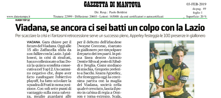 Viadana, se ancora ci sei batti un colpo con la Lazio