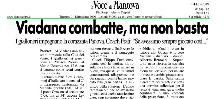 Viadana combatte, ma non basta