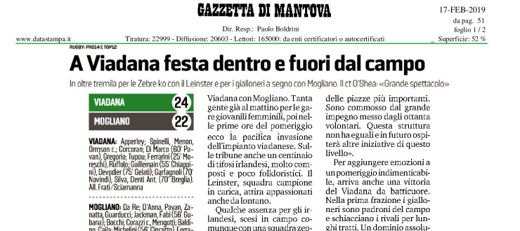 A Viadana festa dentro e fuori dal campo