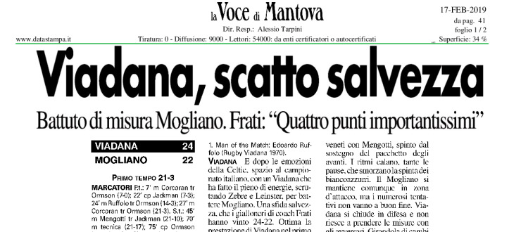 Viadana, scatto salvezza