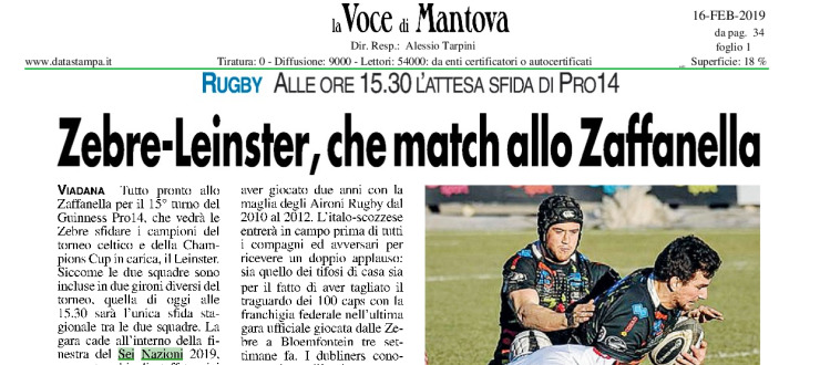 Zebre-Leinster, che match allo Zaffanella