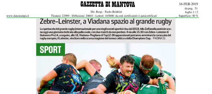 La giornata del rugby: Zebre-Leinster
