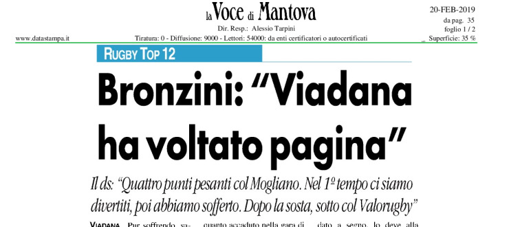 Bronzini: "Viadana ha voltato pagina"