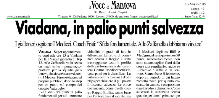 Viadana, in palio punti salvezza