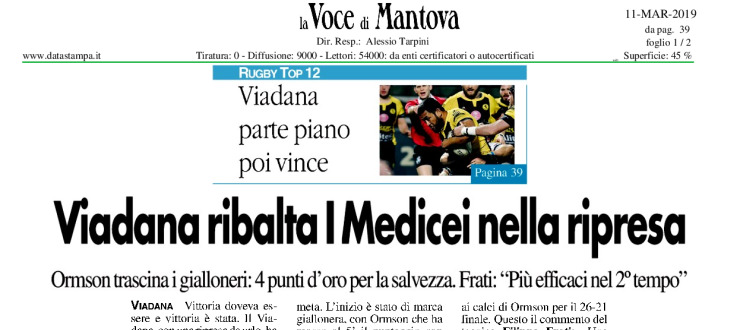 Viadana ribalta I Medicei nella ripresa