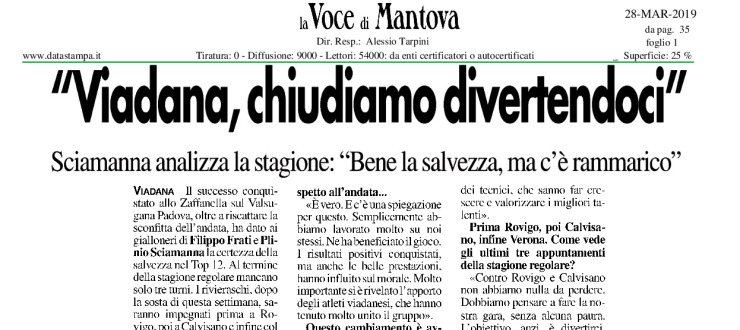 "Viadana, chiudiamo divertendoci"