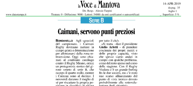 Caimani, servono punti preziosi