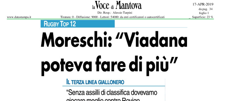 Moreschi: "Viadana poteva fare di più"