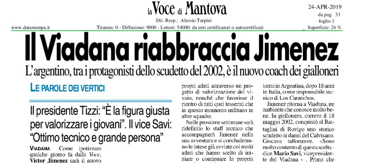 Il Viadana riabbraccia Jimenez