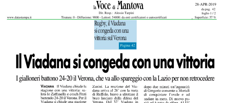 Il Viadana si congeda con una vittoria