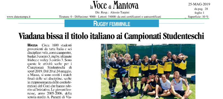 Viadana bissa il titolo italiano ai Campionati Studenteschi