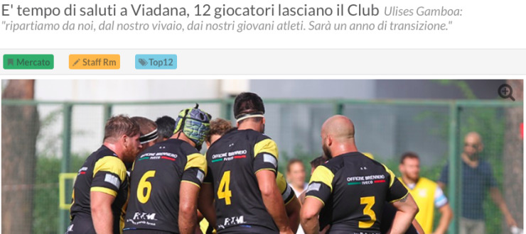 E' tempo di saluti a Viadana, 12 giocatori lasciano il Club