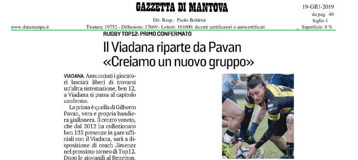 Il Viadana riparte da Pavan "Creiamo un nuovo gruppo"