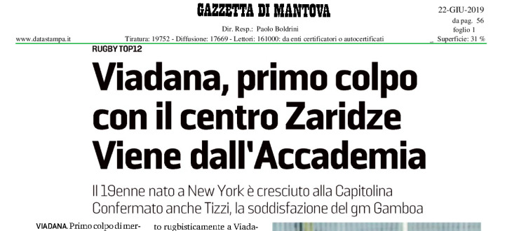 Viadana, primo colpo con il centro Zaridze. Viene dall'Accademia.