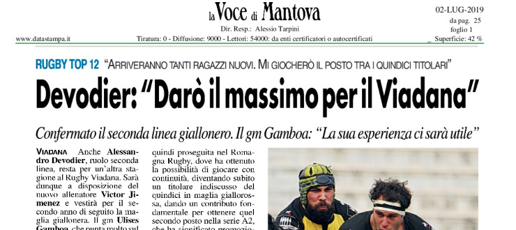 Devodier: "Darò il massimo per il Viadana"