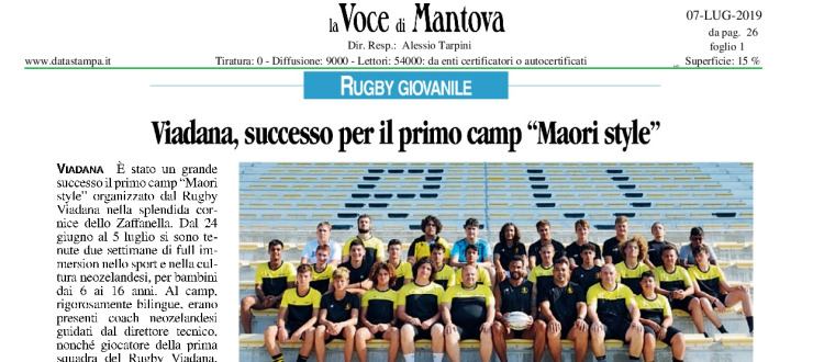 Viadana, successo per il primo camp "Maori style"