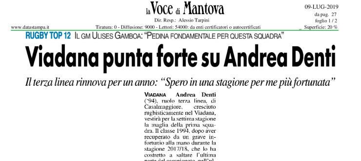 Viadana punta forte su Andrea Denti