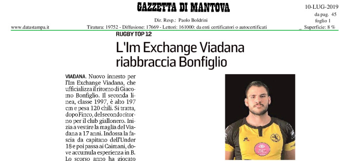 L'IM Exchange Viadana riabbraccia Bonfiglio