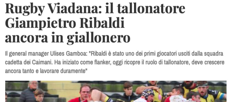Rugby Viadana: il tallonatore  Giampietro Ribaldi  ancora in giallonero