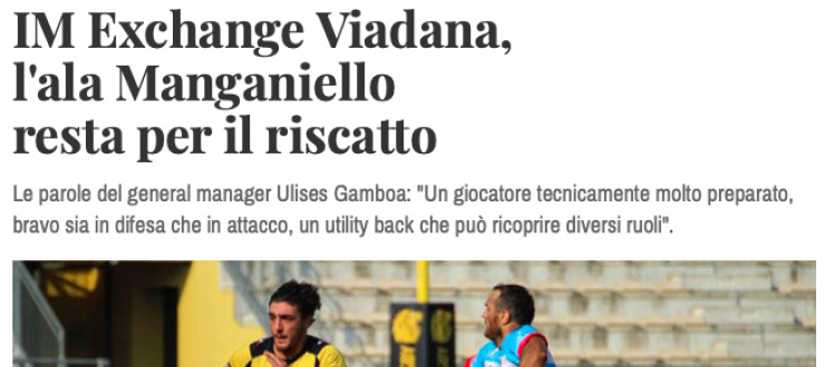 IM Exchange Viadana,  l'ala Manganiello  resta per il riscatto