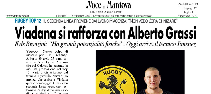 Viadana si rafforza con Alberto Grassi