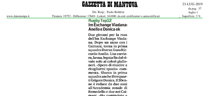 Im Exchange Viadana: Anello e Donica ok