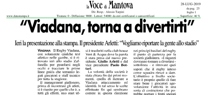 "Viadana, torna a divertirti"