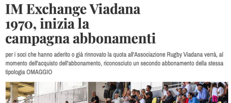 IM Exchange Viadana  1970, inizia la  campagna abbonamenti