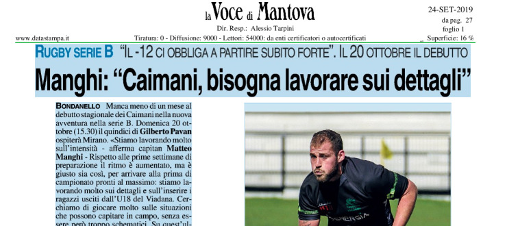 Manghi: "Caimani, bisogna lavorare sui dettagli"