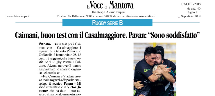 Caimani, buon test con il Casalmaggiore. Pavan: "Sono soddisfatto"