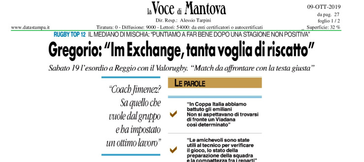 Gregorio: "Im Exchange, tanta voglia di riscatto"