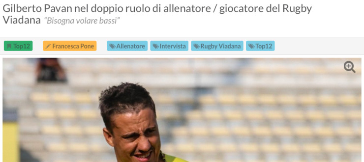 Gilberto Pavan nel doppio ruolo di allenatore / giocatore del Rugby Viadana“Bisogna volare bassi”