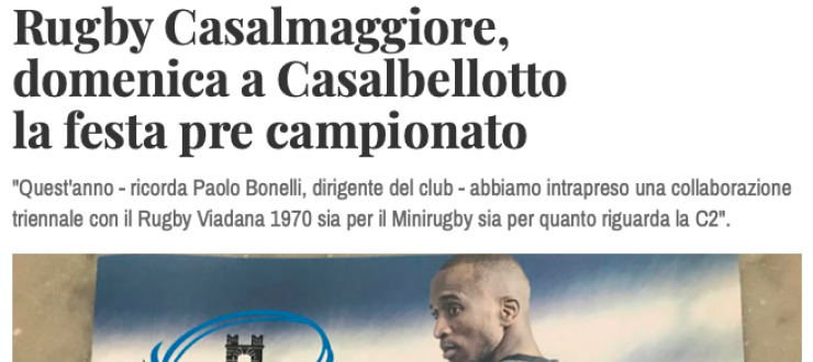 Rugby Casalmaggiore,  domenica a Casalbellotto  la festa pre campionato
