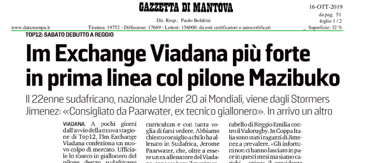 Im Exchange Viadana più forte in prima linea col pilone Mazibuko