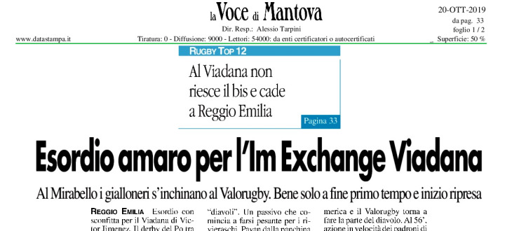 Esordio amaro per l'Im Exchange Viadana