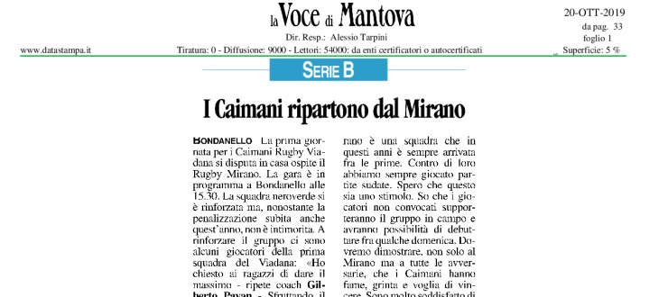 I caimani ripartono dal Mirano
