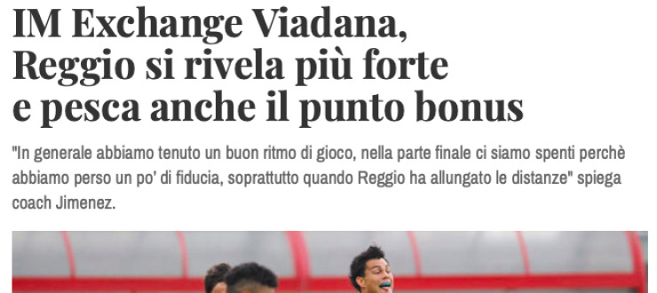 IM Exchange Viadana,  Reggio si rivela più forte  e pesca anche il punto bonus
