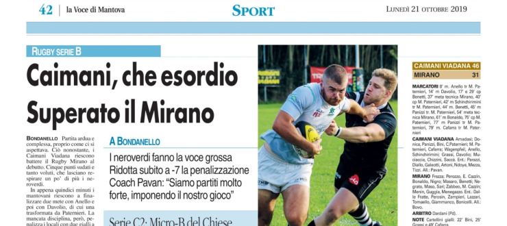 Caimani, che esordio. Superato il Mirano.