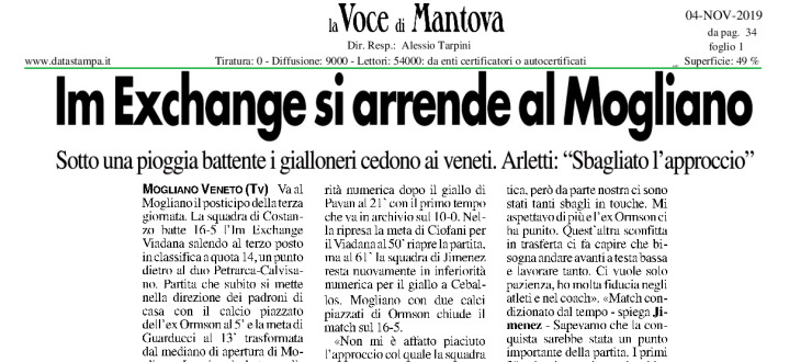 Im Exchange si arrende al Mogliano